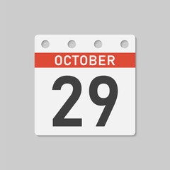 Icon page calendar day - 29 October