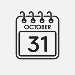 Fototapeta premium Icon page calendar day - 31 October