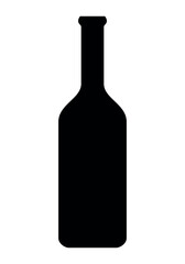 silhouette of a wine bottle - black and white symbol, vector illustration isolated on white