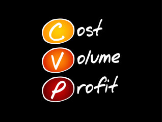 CVP Cost Volume Profit - managerial economics, form of cost accounting, acronym text concept background