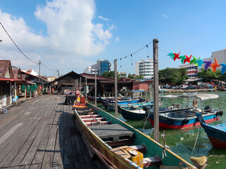 The aerial landscape view of the city during afternoon - Penang, Malaysia.