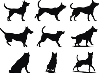 dog set silhouettes