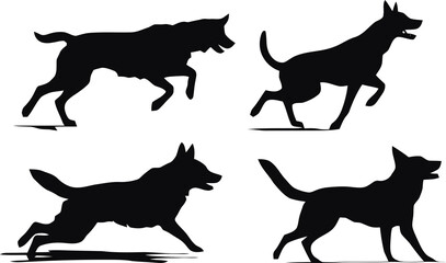 dog running silhouettes