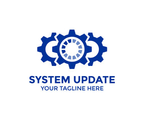 System Update logo design. Software update for computer, laptop and smartphone. Installing update process, upgrade program, data network vector design and illustration.

