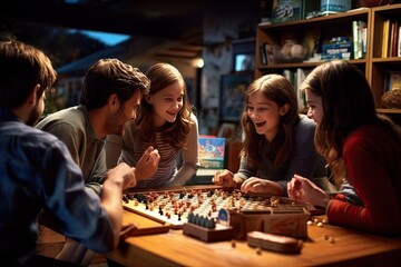 Family Playing Board Games - AI Generated
