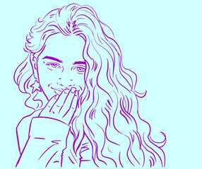 girl with long hair vector for illustration decoration background