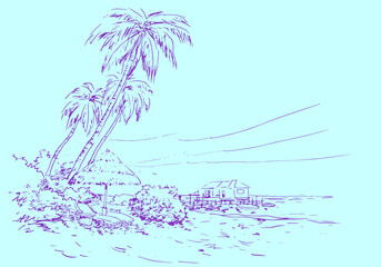 Fototapeta na wymiar illustration of a beach vector for card decoration illustration