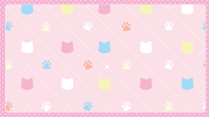 猫柄のアーガイルの背景素材　ピンク
