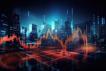 Fototapeta na wymiar Stock market forex finance business trading graph infographic futuristic banner background, Generative AI.