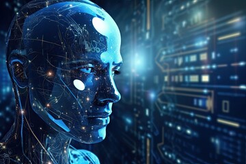 Obraz na płótnie Canvas Super powered genius artificial intelligence working on big data digital transformation AI revolution, Generative AI