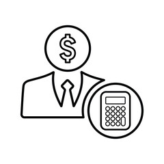 Accountant icons. Line, outline symbol.