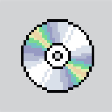 Pixel art illustration CD Disk. Pixelated Disk. CD DVD icon pixelated
for the pixel art game and icon for website and video game. old school retro.