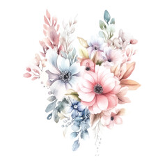 Dreamy Watercolor Fairy Flowers on a White Background