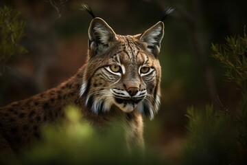 Obraz premium AI generated illustration of beautiful wild lynx in its natural habitat
