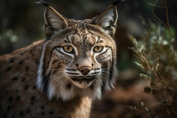 AI generated illustration of beautiful wild lynx in its natural habitat