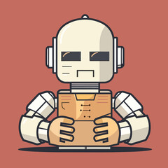 Vector illustration of a robot on a red background