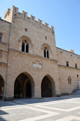 Fototapeta na wymiar the Palace of Grand Master on the greek island Rhodes with arched doors no people