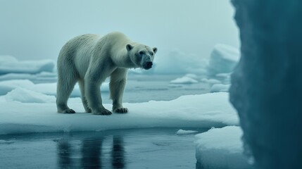 Obraz na płótnie Canvas a polar bear is standing on an ice floet. generative ai