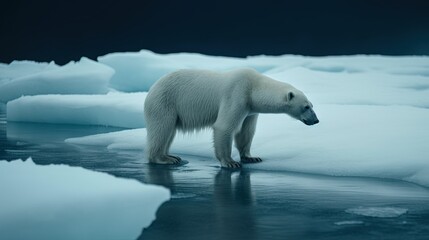 Plakat a polar bear is standing on an ice floet. generative ai