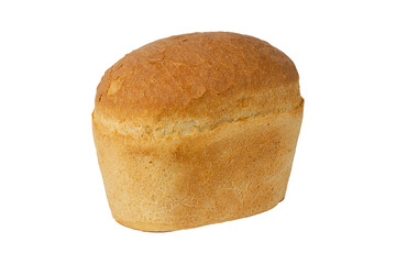 Loaf of bread isolated on white background. White crispy bread. Bread brick.