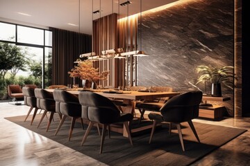 Elegant Dining in Designer Villa with Luxurious Settings.