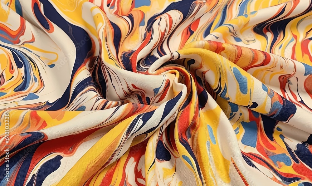 Aufkleber a multicolored fabric with swirls of different colors and sizes on it, with a white background and a