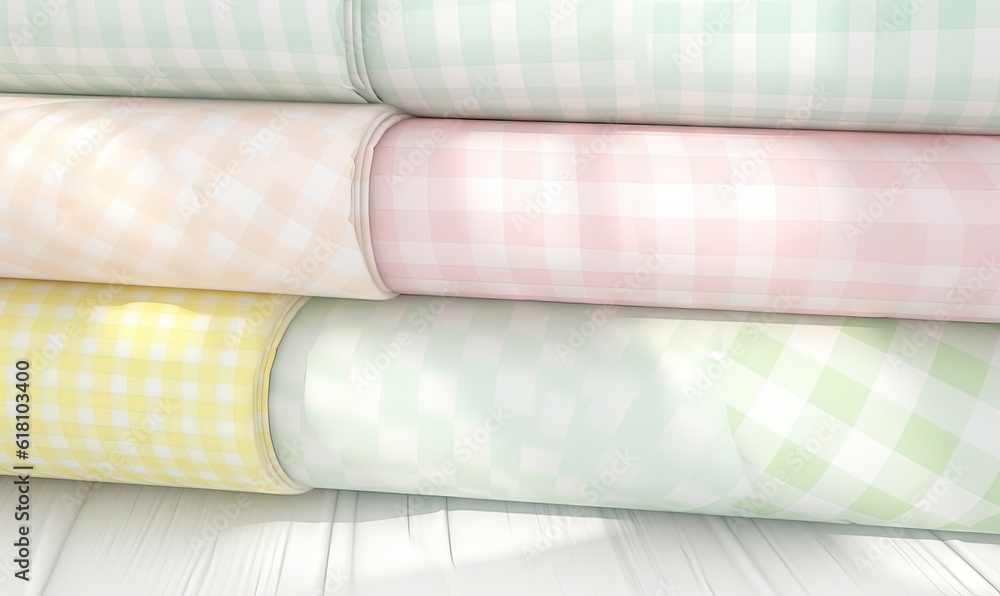 Aufkleber a stack of four sheets sitting next to each other on top of a wooden floor with a white floor undern