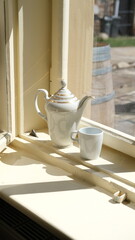 Teapot on the kitchen window