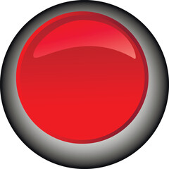 Vector 3D image of a red button on a white background. Used for websites and icons