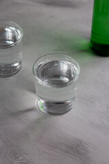 Sparkling Mineral Water in a Glass, side view.