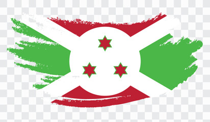 Grunge brush stroke with BURUNDI national flag. Watercolor painting flag,poster, banner of the national flag. Style watercolor drawing. Vector isolated on transparent background.