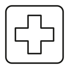 Black line Emergency medical icon. Provide disaster relief.