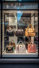 handbags in the shop window ,ai generated