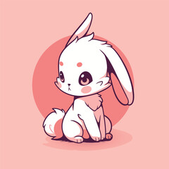 Vector Illustration of a cartoon rabbit on a pink background