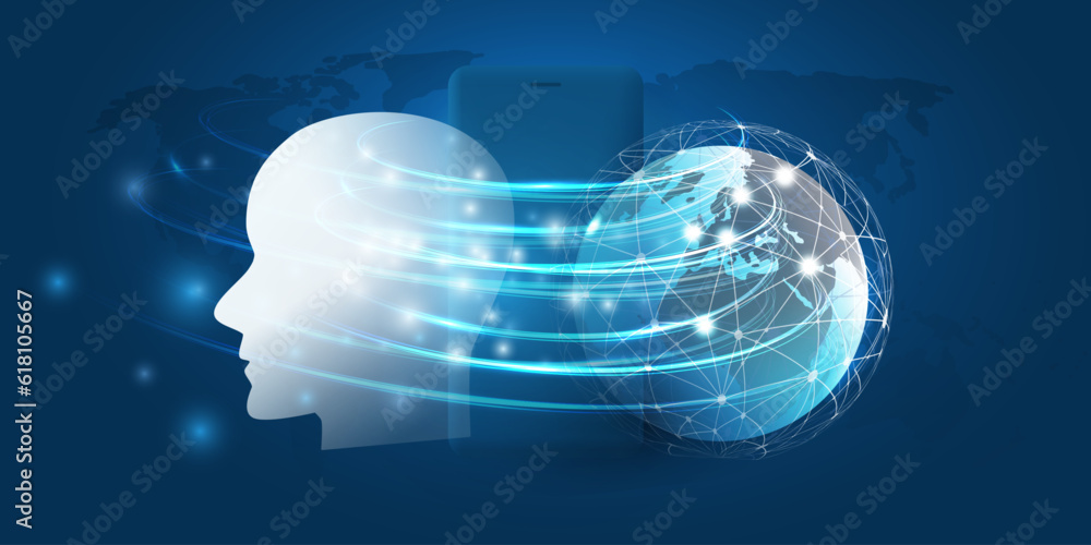 Poster futuristic blue machine learning, artificial intelligence, cloud computing, automated support assist