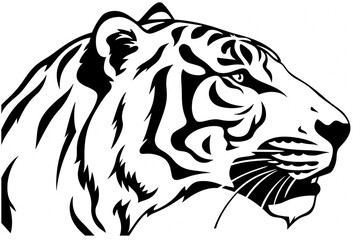 A Tiger black and white illustration