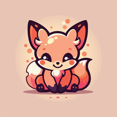 Vector Illustration of a cartoon fox on a pink background