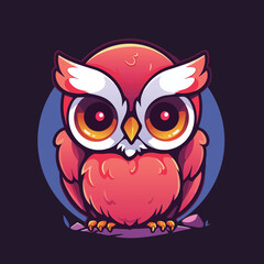 Vector Illustration of a cartoon owl on a dark background