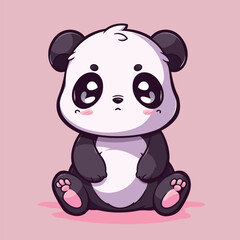 Vector Illustration of a cartoon panda on a pink background