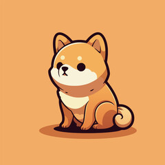 Vector Illustration of a cartoon dog on an orange background