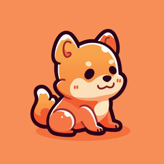 Vector Illustration of a cartoon dog on an orange background