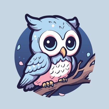 Vector Illustration of a cartoon owl on a blue background