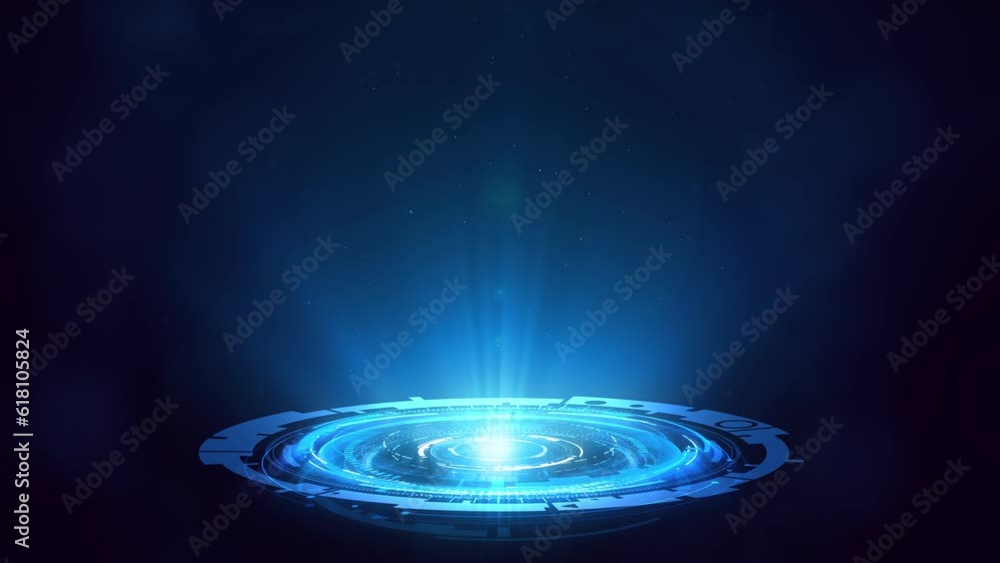 Wall mural futuristic virtual display with hud circles. digital data interface. future technology. blue hologra