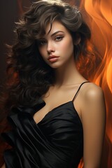 Naklejka premium Illustration of a fashion portrait, AI Generated