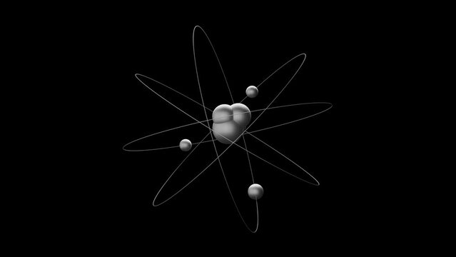 zoom metal atom on black background