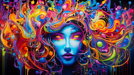 Fototapeta na wymiar Colorful Vibrant Girl Abstract Background