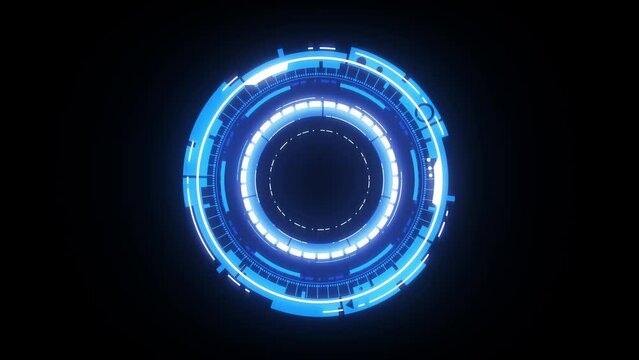 Complex hi-tech HUD circles interface, futuristic display.