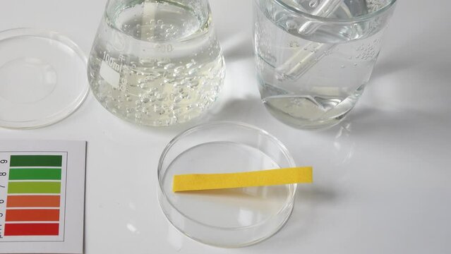 Ph test of water acidity, closeup