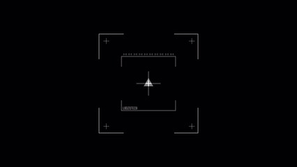 White HUD Square searching target elements on isolated black background. Target searching scope and scanning element theme. Animated radar infographics. - Powered by Adobe