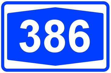 Illustration eines Autobahnschildes der Autobahn 386 in Deutschland	